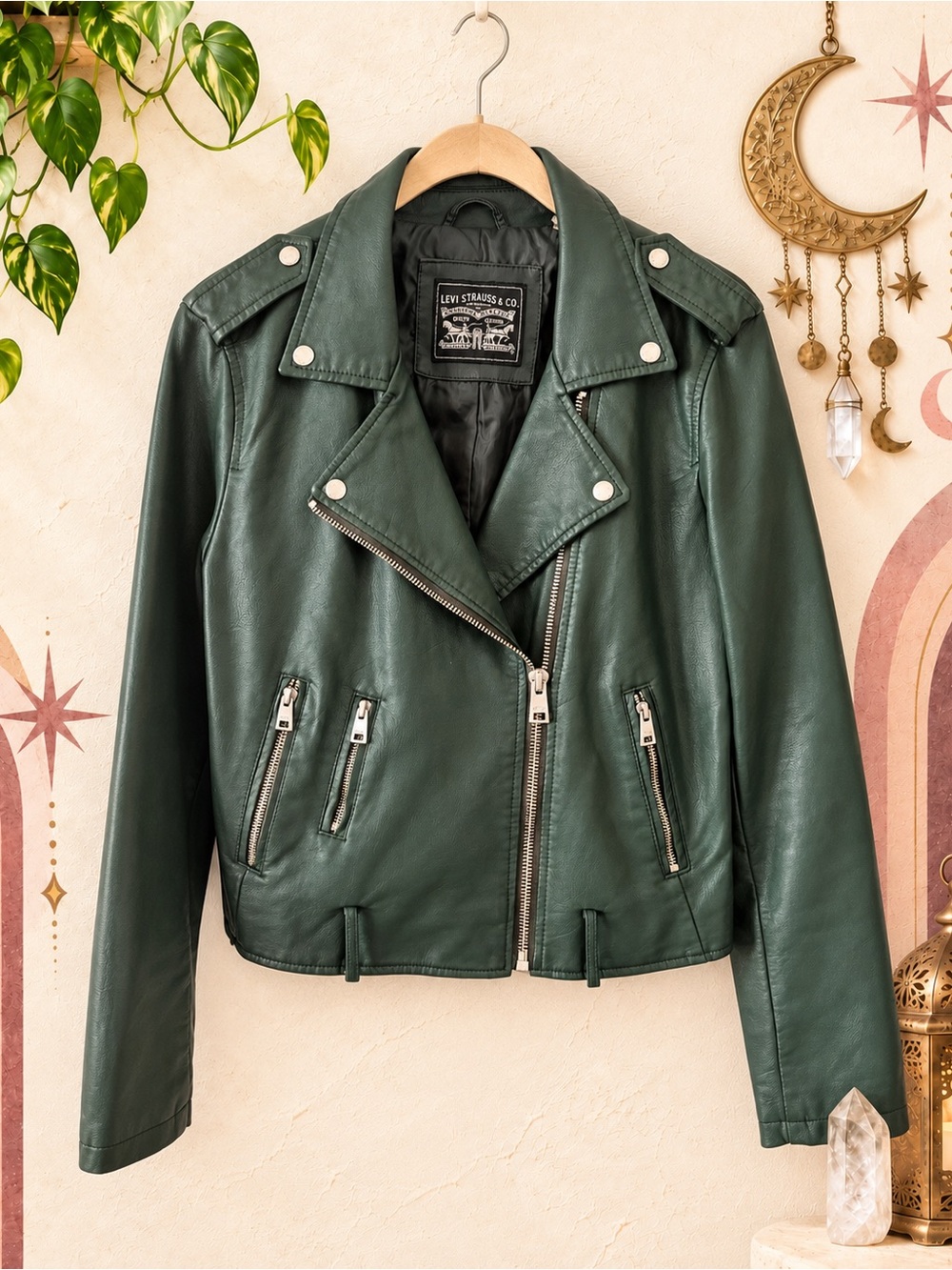 Levi Strauss & Co. Green Moto Jacket Like New